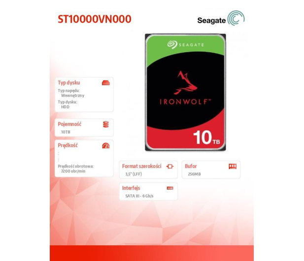 Seagate IRONWOLF 10TB 7200obr. 256MB - 1244734 - zdjęcie 2